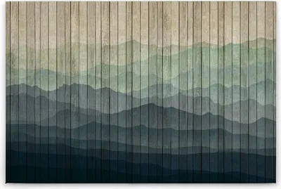 Produktbild von Leinwandbild Landschaft 60 x 90 cm - Wandbild Blau Grün - Keilrahmen Berge Wohnzimmerdeko Wanddeko Wandgemälde