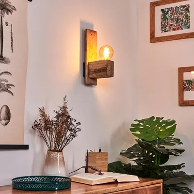 Produktbild von Cartura »Cartura« Wandlampe aus Metall/Holz in Schwarz/Natur