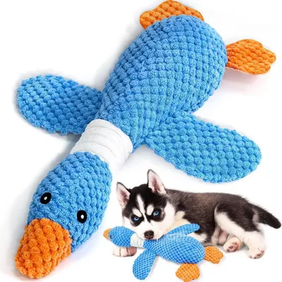 Obrázok produktu pre Hračka pre psov, pískajúca hračka, modrá kačica, plyšová, 30 cm