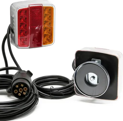 Produktbild von Wiltec LED Rückleuchte mit Magneten 7-polig 12V, Adapter für PKW Anhänger, Anhängersteckdose mit E11-, Anhängerbeleuchtung
