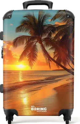 Produktbild von NoBoringSuitcases.com® Großer Koffer - Palmen am Strand - Kombinationsschloss TSA - Hartschalen Trolley 4 Rollen - 72 liter - Reisekoffer - 66 cmKoffer Mittelgroß 67x43x25 cm, 72L,