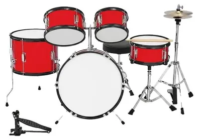 Image de Batterie, set complet de 5 pièces, idéale pour les débutants, rouge