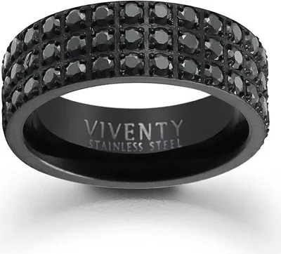Produktbild von VIVENTY ETERNITY Damen Ring 300033 Edelstahl schwarz beschichtet Zirkonia 56