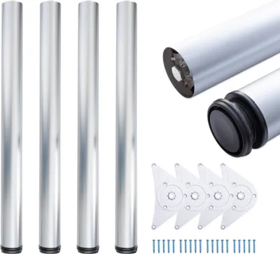 Produktbild von 4x sossai Premium Tischbeine im Alu-Design 82cm / Ø60mm höhenverstellbare Tischfüße