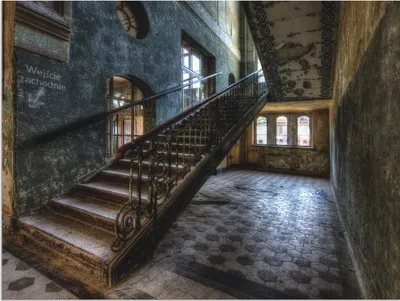 Produktbild von ARTland Wandbild Alu für Innen & Outdoor Lost Place - Treppen Größe: 80x60 cm