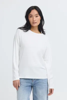 Produktbild von Oxmo OXNPubby Damen Longsleeve Langarmshirt Shirt Baumwollmischung Loose Fit