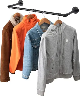 Produktbild von Kleiderständer für die Wand, Industrial Pipe Clothes Rack, Multi-purpose Hanging Rod for Closet Storage, 83cm Heavy Duty Garment Hanging Storage Rack
