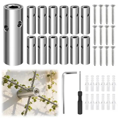 Immagine prodotto di 12 elementi di fissaggio per recinzioni a filo – Sistema di recinzione a filo robusto – Acciaio inossidabile 316 – Recinzione per giardino – Piante rampicanti – Pannello divisorio per esterni – Recinzione