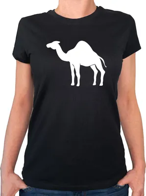 Produktbild von Huuraa Damen T-Shirt Dromedar Kamel Silhouette L Black Bio Baumwolle Fairtrade Damenshirt Geschenkidee