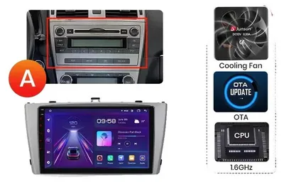 Productafbeelding van Autoradio met touchscreen, multimediaplayer, compatibel met Toyota Avensis Mk3 (T270) 2009-2018, ingebouwde koelventilator, Android GPS-navigatie, model V1 Plus (2GB-32GB) - A