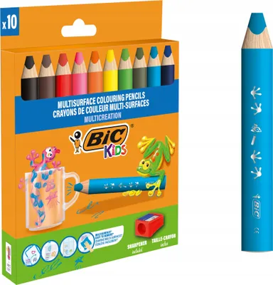 Zdjęcie produktu dla Bic Multicreation Kredki Ołówkowe 3W1 Grube Trójkątne 10 Kolorów