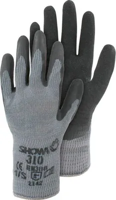 Produktbild von SHOWA Latexhandschuhe Grip 310 Arbeitshandschuhe Gr. L / 9 Schwarz