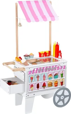 Image de Chariot à glace pour enfants Magasin avec 20+ accessoires - Set de jeu glacier pour enfants de 3 à 7 ans