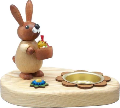 Produktbild von Osterdekoration Teelichthalter Hase mit Küken natur BxHxT 10x7x7cm NEU