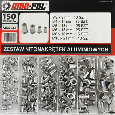 Obrázek produktu pro MAR-POL Nýtovací matice, sada 150ks, M3-M10, hliníkové M66541