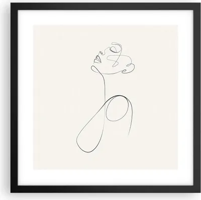 Produktbild von Gerahmtes Poster - Schwarzer Rahmen - Linie Linie Frau - 40x40 cm - Wand Bild - Wanddeko - Wandbilder - Kunstposter - Wandposter - Bilderrahmen - Bilder - Kunstdruck - Wanddekoration - P2BAC40x40-5112