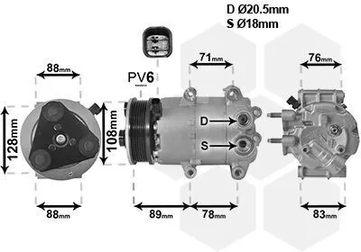 Produktbild von VAN WEZEL 1800K571 VS16 Klimaanlage Klimakompressor PAG 46 R134a für FORD Fiesta Mk6 Schrägheck (JA8, JR8) Fiesta Mk6 Kastenwagen