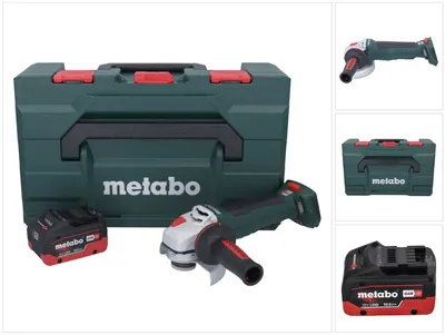 Image de Meuleuse d'angle sans fil Metabo WPB 18 LT BL 11-125 Quick 18 V 125 mm sans balais + 1 batterie 10,0 Ah + metaBOX - sans chargeur