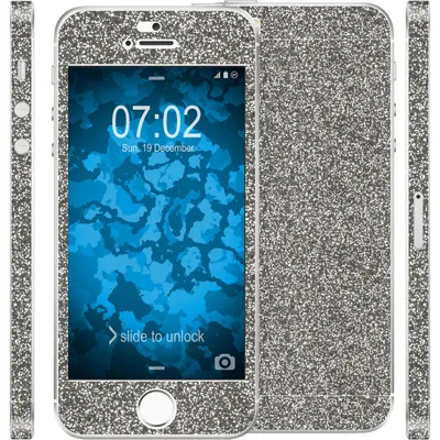 Produktbild von 2 x Glitzer-Folienset für Apple iPhone 5 / 5s / SE grau PhoneNatic Schutzfolien