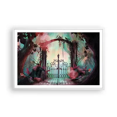 Produktbild von Gerahmtes Poster - Weißer Rahmen - Fantasie Tor Garten - 91,5x61 cm - Wand Bild - Wanddeko - Wandbilder - Kunstposter - Wandposter - Bilderrahmen - Bilder - Kunstdruck Wanddekoration - P2WAA91x61-4517