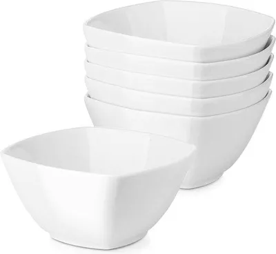 Produktbild von Keramische Snack- und Salatkommen - 6er Set - Ø 15 cm - 770 ml - weiß - groß - chipfest