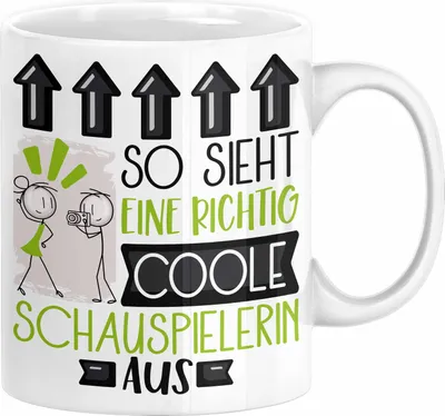 Produktbild von Schauspielerin Geschenk Tasse Lustig Geschenkidee für Schauspielerin Geburtstag So Sieht Eine Richtig Coole Schauspielerin Aus Frauen Spruch (Weiß)
