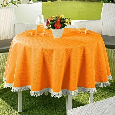 Produktbild von EMHELLE Gartentischdecke Garten Balkon Terrasse 130 cm Rund, Orange