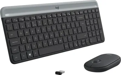 Immagine prodotto di Logitech Slim Wireless Combo MK470 - Set tastiera e mouse - senza fili - 2,4 GHz - QWERTY - Svizzera - Grafite