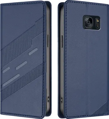 Produktbild von Hülle für Samsung Galaxy S7, Kunstleder Brieftaschen Handyhülle mit Kartenfach und Standfunktion Blau