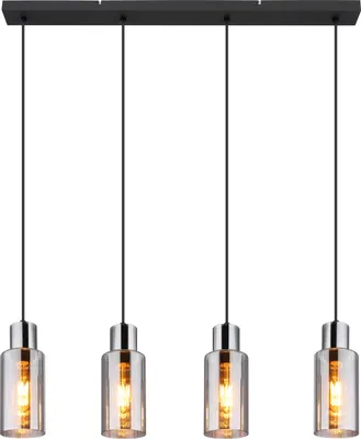 Image de Globo Lighting Lampe à suspendre métal noir mat, 4x E27