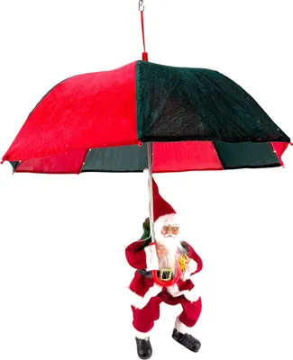 Produktbild von XXL Santabrella Weihnachtsanhänger Weihnachtsmann mit LED-Beleuchtung – 70 x 50 cm – Rot und Grün