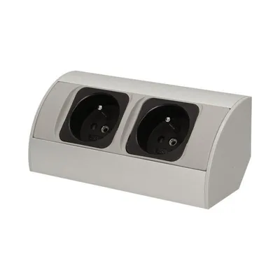 Image de Prise Schuko ORNO OR-AE-1303/G(GS), double, 230 V, 3680 W, câble de 0,5 m, grise