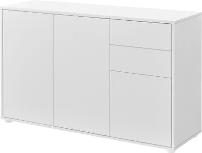 Produktbild von Komoda 74 x 117 x 36 cm z 2 szufladami i 3 drzwiczkami z płyty wiórowej biały mat