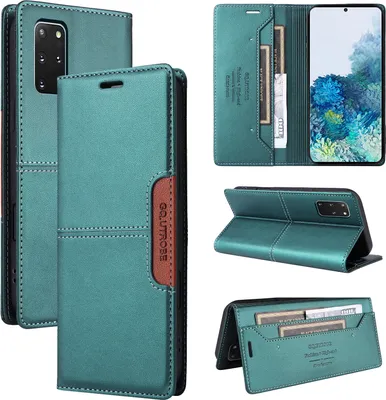 Produktbild von Handyhülle für Samsung Galaxy S20+/S20 Plus 5G Hülle, Leder Flip Wallet Kartenfach Stand Schutzhülle Grün