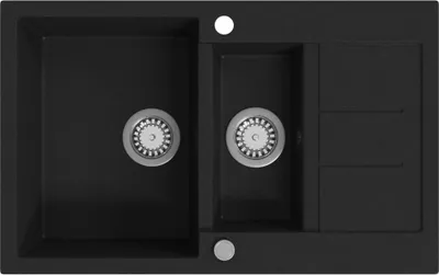 Produktbild von vidaXL Granitspüle Doppelbecken Schwarz