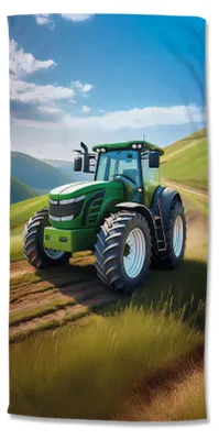 Imagen del producto de Toalla de playa "Buenos días", 75x150 cm - diseño de tractor