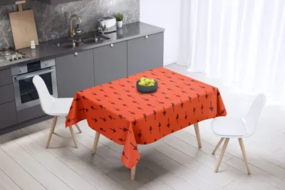 Tischdecke 140x140 cm, Polyester, wasserabweisend, Orange Bordeaux