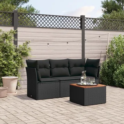 Produktbild von 4dílná zahradní sedací souprava s polštáři Black Poly Rattan