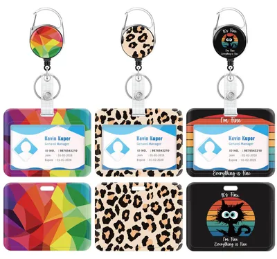 Image de Lot de 3 porte-badges avec clip, porte-cartes avec anneau pour clés, extensible, porte-badges pour le personnel soignant, les employés de bureau, les enseignants et les élèves – Idée cadeau