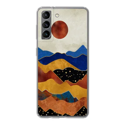Produktbild von MuchoWow® Handyhülle Schutzhülle Hülle für Samsung Galaxy S21 Gold - Bronze - Blau Silikon Softcase Handy Hülle - Softcase