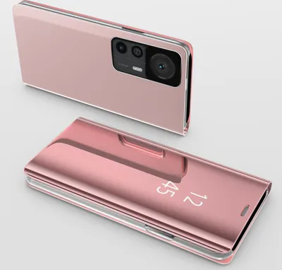 Produktbild von Handy Hülle für Xiaomi 12T / Xiaomi 12T Pro Clear View Hülle Klapp Flip Hülle Bumper Cover Spiegel Mirror, Farbe: Rosa