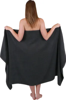 Produktbild von Betz Dresden Badetuch 100×200 cm – 1 Stück Saunatuch, 100% Baumwolle 400 g/m², extra groß & saugstark - Farbe Dunkelgrau
