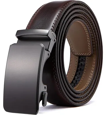 Productafbeelding van Acewin Lederen riem voor heren, automatische sluiting, werkriem, verstelbaar, 35 mm breed, lengte 115 cm, donkerbruin