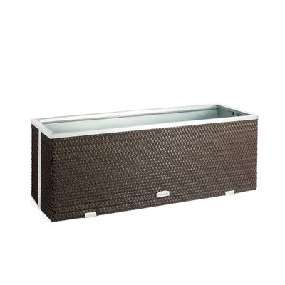 Produktbild von Rattan-Pflanzkübel mit Alubeschlägen Braun 108 x 39 x 43 cm