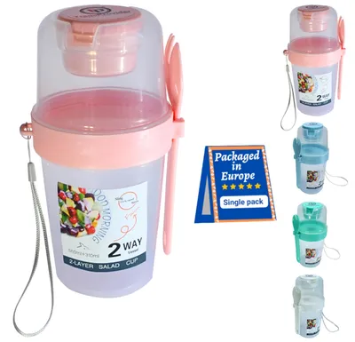 Productafbeelding van Herbruikbare Yoghurtbekers met Deksel - 530ml - Roze