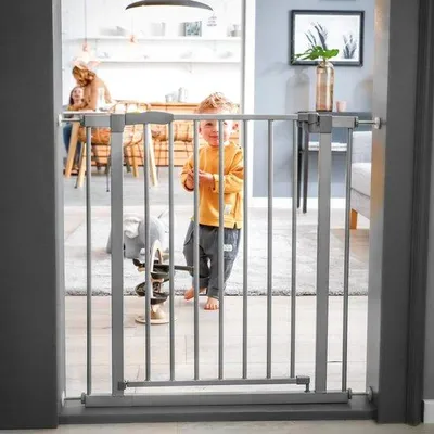 Immagine prodotto di Rete di sicurezza Famanu, modello 2, con prolunga di 21 cm, per porte e scale, altezza 96-101 cm, in metallo, colore argento