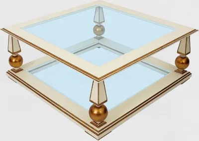 Produktbild von Casa Padrino Luxus Barock Couchtisch Weiß / Antik Gold 113 x 113 x H. 47 cm - Prunkvoller Massivholz Wohnzimmertisch mit Glasplatten - Barock Wohnzimmer Möbel