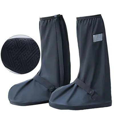 Produktbild von Schuhüberzieher Wasserdicht Uni – Wiederverwendbare Überschuhe mit Reißverschluss & Reflektorstreifen, Rutschfest, für Regen & Schnee - L