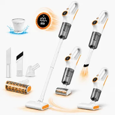 Produktbild von 2-in-1 Tragbar Handstaubsauger, 15000Pa Kabelloser Staubsauger, Stabstaubsauger mit LED-Anzeige, HEPA-Filter, Staubsauger für Zuhause & Hartholzboden, KI-generiertes Bild