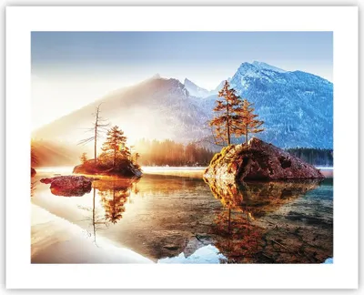Produktbild von Poster - Poster ohne Rahmen - Morgendämmerung Berge See - 50x40 cm - Wand Bild - Wanddeko - Wandbilder - Kunstposter - Wandposter - Bilder - Kunstdruck - Wanddekoration - Wandbild - P2XAA50x40-4617